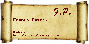 Franyó Patrik névjegykártya
