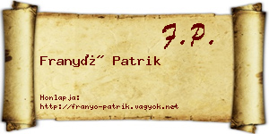 Franyó Patrik névjegykártya